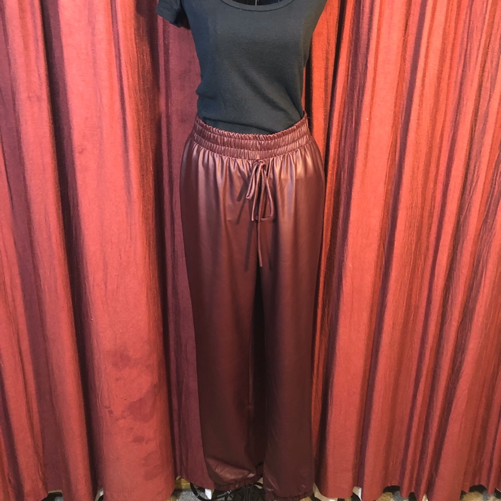 Burgundy Drawstring Pants - Picture 2 of 3